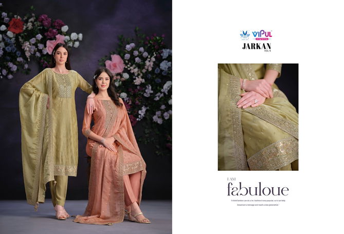 Jarkan Vol 5 By Vipul Shimmer Organza Embroidery Salwar Kameez Wholesale Price In Surat
